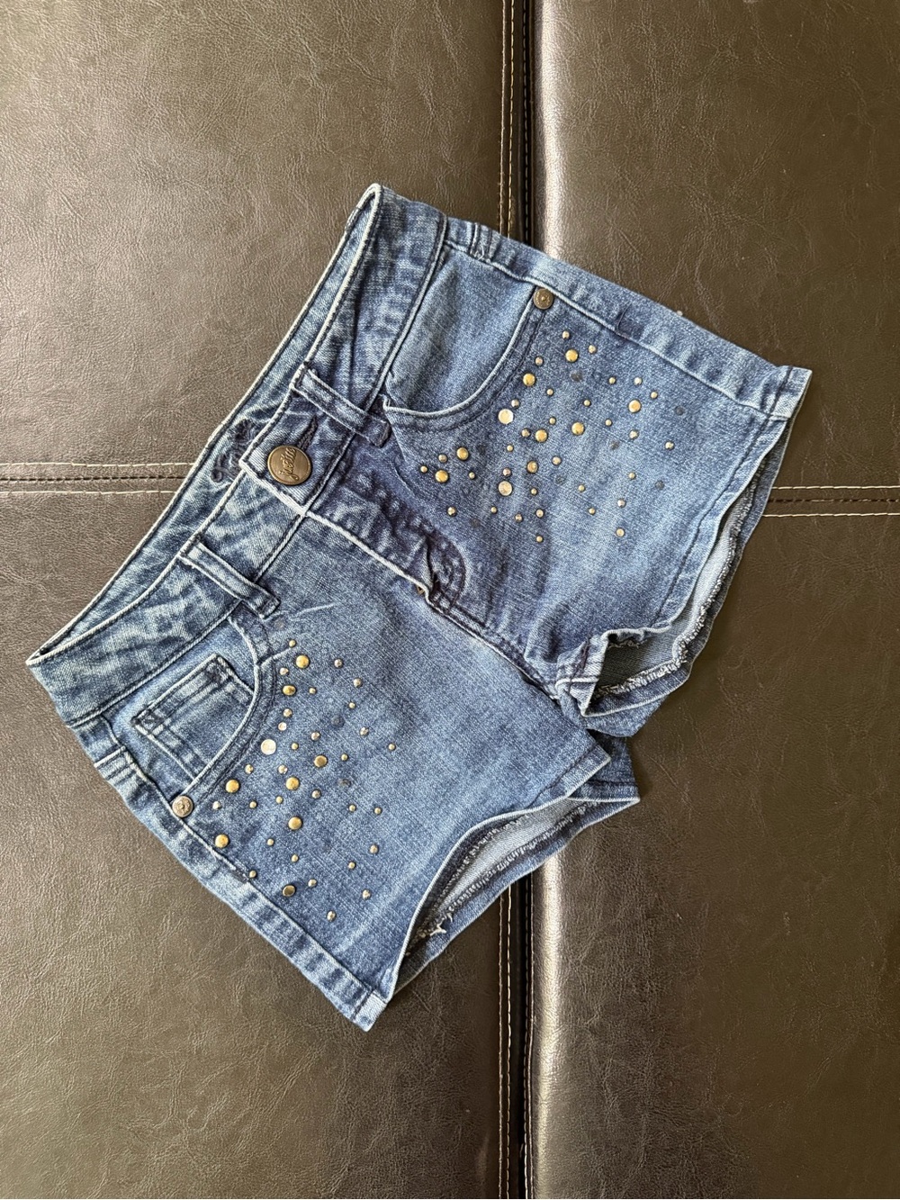 Justice - Medium Denim Shorts with Silver Stud Accents